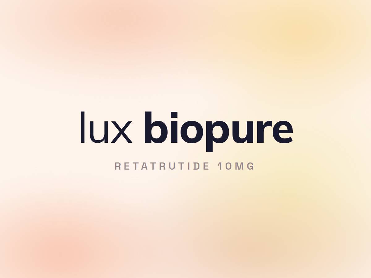 Retatrutide 10mg research peptide vial, Lux BioPure research supplies